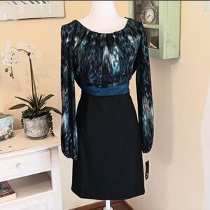 NWT AGB  Sweater Knit Dress With TEAL Faux Suede Waistband